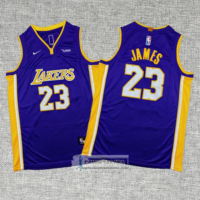 Camiseta Nino Los Angeles Lakers LeBron James NO 23 Statement Violeta2